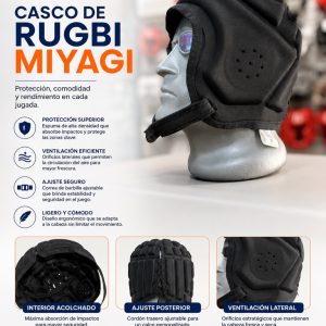 CASCO PROTECTOR RUGBY MIYAGI NEGRO