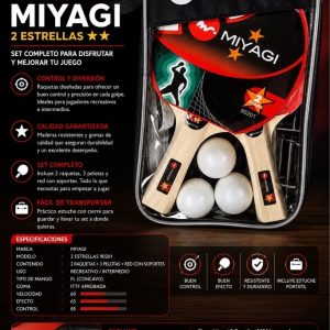 🏓 RAQUETA DE PING PONG MIYAGI SET X 2 (2-STARS)